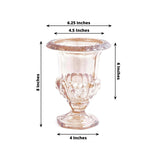 2 Pack Amber Gold Glass Pedestal Flower Vases in Classic Roman Urn Style, 8inch Mini Floral Vase