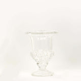 2 Pack Clear Glass Pedestal Flower Vases in Classic Roman Urn Style, 8" Mini Floral Vase Table