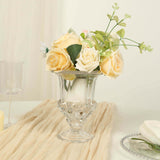 2 Pack Clear Glass Pedestal Flower Vases in Classic Roman Urn Style, 8" Mini Floral Vase Table