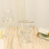 2 Pack Clear Glass Pedestal Flower Vases in Classic Roman Urn Style, 8" Mini Floral Vase Table