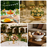 3 Pack Gold Roman Footed Compote Vases 10x7inch Plastic Pedestal Flower Bowls Table Centerpieces