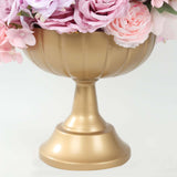 4 Pack Gold Metal Compote Pedestal Bowl Vases in Grecian Urn Style, 9inch Decorative Flower Vase