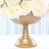 4 Pack Gold Metal Compote Pedestal Bowl Vases in Grecian Urn Style, 9inch Decorative Flower Vase