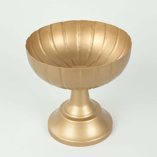 Gold Metal Compote Pedestal Vase: Timeless Elegance