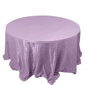 Taffeta 132" Round Tablecloth Violet Amethyst - Seamless Accordion Crinkle Table Cover