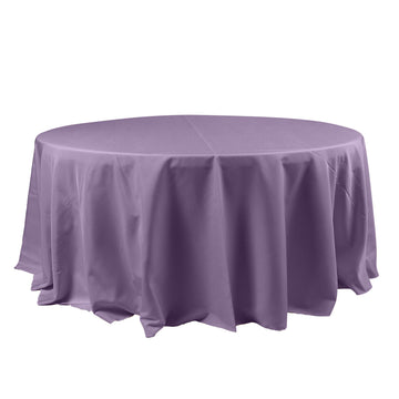 120" Violet Amethyst Seamless Polyester Round Tablecloth for 5 Foot Table With Floor-Length Drop