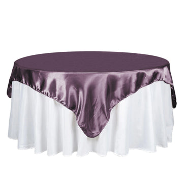 72"x72" Violet Amethyst Seamless Satin Square Tablecloth Overlay