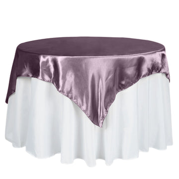 60"x60" Violet Amethyst Square Smooth Satin Table Overlay