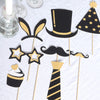 24 Pack | Vintage Black / Gold Glitter Fun Party Photo Booth Props, DIY Party Theme Supplies
