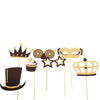 24 Pack | Vintage Black / Gold Glitter Fun Party Photo Booth Props, DIY Party Theme Supplies