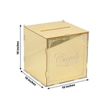 10inch Gold Mirror Acrylic Wedding Card Box with Slot - Wishing Well Money Box for Reception