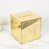 10inch Gold Mirror Acrylic Wedding Card Box with Slot - Wishing Well Money Box for Reception