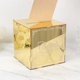 10inch Gold Mirror Acrylic Wedding Card Box with Slot - Wishing Well Money Box for Reception