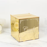 10inch Gold Mirror Acrylic Wedding Card Box with Slot - Wishing Well Money Box for Reception