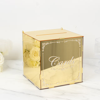 <h3 style="margin-left:0px;"><strong>Exquisite Gold Mirror Acrylic Wedding Card Box</strong>