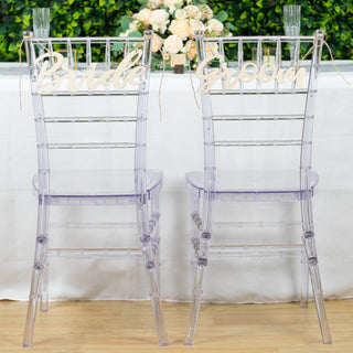 Natural Wood Bride and Groom Chair Signs - Versatile Event Decor