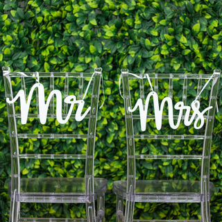 Add Elegance to Your Wedding with White Wood Mr and Mrs Chair Signs