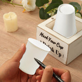 Whitewashed Wooden Solo Cup Holder with Black Marker Pen, 5.5inch Square Rustic Farmhouse Party Cup