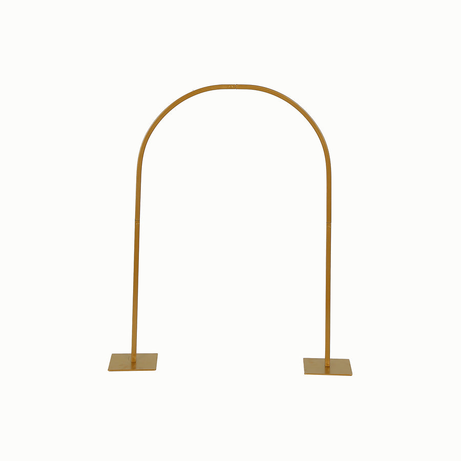 35" Gold Metal Chiara Arch Wedding Cake Display Stand with Rounded Top, Flower Balloon Frame#whtbkgd