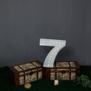 Add a Festive Touch to Your Décor with the 20" Vintage Galvanized Metal Marquee Number Light