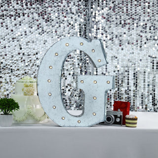 Create a Memorable Event with the 20" Vintage Galvanized Metal Marquee Letter Light