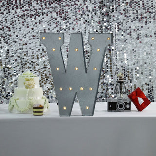 Versatile and Stylish Vintage Galvanized Metal Marquee Letter Light - W