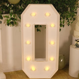 4ft White Large Marquee Light Up Number 0 Mosaic Balloon Frame Pre-Cut Foam Board 10 Warm White