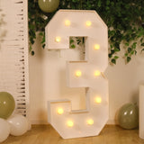 4ft White Large Marquee Light Up Number 3 Mosaic Balloon Frame Pre-Cut Foam Board 10 Warm White