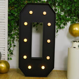 Giant LED Marquee Light Up Number 0, Black 4ft Pre-Cut Foam Board with 10 Warm White