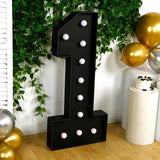 Giant LED Marquee Light Up Number 1, Black 4ft Pre-Cut Foam Board with 10 Warm White