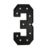 Giant LED Marquee Light Up Number 3, Black 4ft Pre-Cut Foam Board with 10 Warm White#whtbkgd