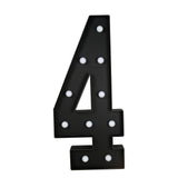 Giant LED Marquee Light Up Number 4, Black 4ft Pre-Cut Foam Board with 10 Warm White#whtbkgd