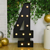 Giant LED Marquee Light Up Number 4, Black 4ft Pre-Cut Foam Board with 10 Warm White