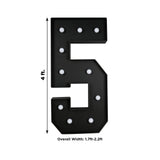 Giant LED Marquee Light Up Number 5, Black 4ft Pre-Cut Foam Board with 10 Warm White
