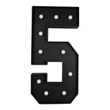 Giant LED Marquee Light Up Number 5, Black 4ft Pre-Cut Foam Board with 10 Warm White#whtbkgd