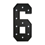 Giant LED Marquee Light Up Number 6, Black 4ft Pre-Cut Foam Board with 10 Warm White#whtbkgd