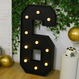 Giant LED Marquee Light Up Number 6, Black 4ft Pre-Cut Foam Board with 10 Warm White