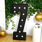 Giant LED Marquee Light Up Number 7, Black 4ft Pre-Cut Foam Board with 10 Warm White