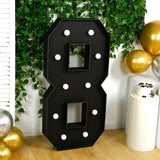 Giant LED Marquee Light Up Number 8, Black 4ft Pre-Cut Foam Board with 10 Warm White