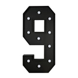 Giant LED Marquee Light Up Number 9, Black 4ft Pre-Cut Foam Board with 10 Warm White#whtbkgd