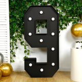 Giant LED Marquee Light Up Number 9, Black 4ft Pre-Cut Foam Board with 10 Warm White