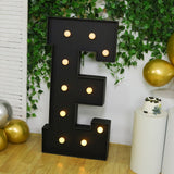 Giant LED Marquee Light Up Letter E, Black 4ft Pre-Cut Foam Board with 10 Warm White