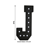 Giant LED Marquee Light Up Letter J, Black 4ft Pre-Cut Foam Board with 10 Warm White