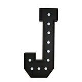 Giant LED Marquee Light Up Letter J, Black 4ft Pre-Cut Foam Board with 10 Warm White#whtbkgd