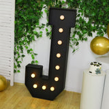 Giant LED Marquee Light Up Letter J, Black 4ft Pre-Cut Foam Board with 10 Warm White