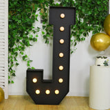 Giant LED Marquee Light Up Letter J, Black 4ft Pre-Cut Foam Board with 10 Warm White