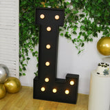 Giant LED Marquee Light Up Letter L, Black 4ft Pre-Cut Foam Board with 10 Warm White