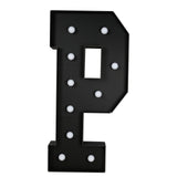 Giant LED Marquee Light Up Letter P, Black 4ft Pre-Cut Foam Board with 10 Warm White#whtbkgd
