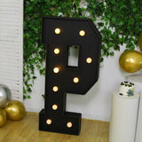 Giant LED Marquee Light Up Letter P, Black 4ft Pre-Cut Foam Board with 10 Warm White
