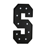 Giant LED Marquee Light Up Letter S, Black 4ft Pre-Cut Foam Board with 10 Warm White#whtbkgd